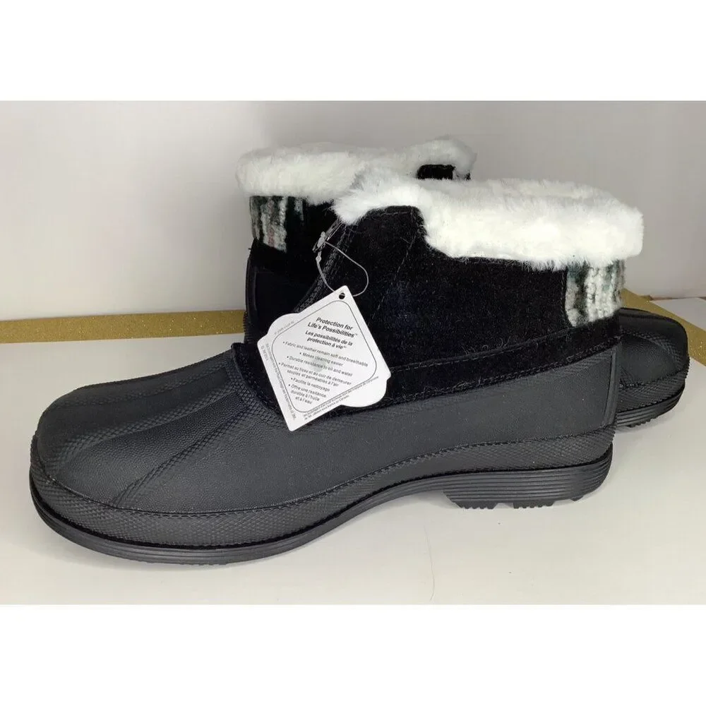 Propet Lumi Women's 11W Ankle zip  black/white Duck Snow Boots